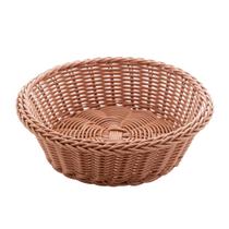 Cesta redonda de rattan plástico 21cm para mesa posta marrom para pão ou alimentos de cozinha Cesta redonda de rattan plástico 21cm para mesa posta marrom para pão ou alimentos de cozinha
