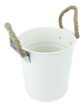 Cesta Redonda Em Metal Com Alças de Corda L'hermitage Linha Carrosserie Cor Branca