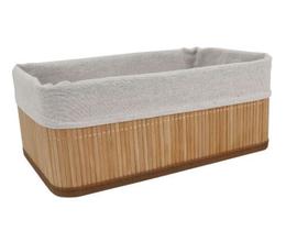 Cesta Retangular Break em Bambu e Tecido 30x20x12 Cm Cesta Retangular Break em Bambu e Tecido 30x20x12 Cm