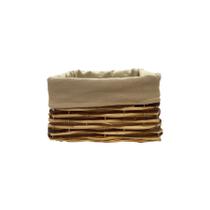 Cesta Retangular com Tecido P - Bege - 20x15x12cm - 1 unidade - Rizzo