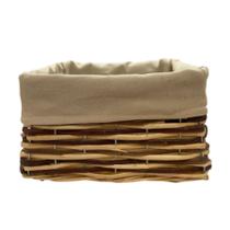 Cesta Retangular com Tecido P - Bege - 30x24x17cm - 1 unidade - Rizzo