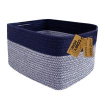 Cesta retangular de corda de algodão COMFY-HOMI 34x28x24 cm azul escuro