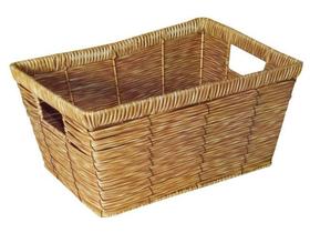 Cesta retangular de fibra sintética marrom 30X21X13CM - 6596 - Mimo style
