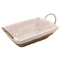 Cesta Retangular Sisal com Alça e Forro de Tecido 29cm Wolff