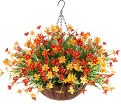Cesta suspensa de flores artificiais para decoração de outono Ammyoo