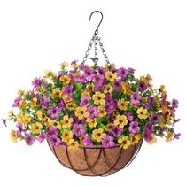 Cesta suspensa de flores de primavera de seda artificial INXUGAO Cesta suspensa de flores de primavera de seda artificial INXUGAO