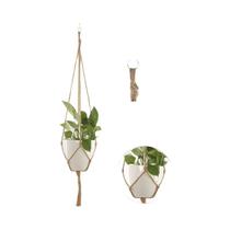 Cesta Suspensa De Macramê Artesanal Para Flores, Bolsa De Rede De Corda Trançada, Decoração De