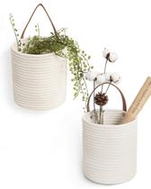 Cesta suspensa Goodpick Rope, pacote com 2 unidades, pequena, redonda, de algodão branco