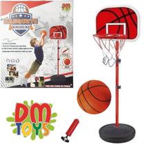 Cesta Tabela de Basquete Brinquedo Infantil com Bola Bomba de ar Base Ajustável até 202cm da DM TOYS