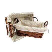 Cesta Tecido Retangular Marrom Floral 35/30Cm 2 Peças