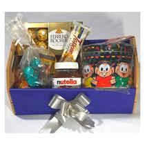 Cesta Turma Da Mônica Azul Chocolates Bombons Caneca Aniversário