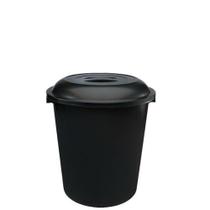 Cestao fechado preto com tampa preta - 97 l - PLASNEW