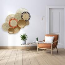 Cestaria De Parede Painel Decoração Boho Kanoê Marrom e Laranja