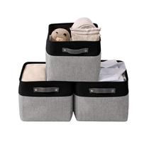Cestas de Almacenamiento DECOMOMO de Tela Gris y Negro Grande, Paquete de 3
