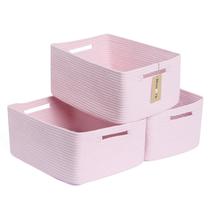 Cestas de almacenamiento MiniArk grandes de cuerda de algodón 43x33x19 cm paquete de 3