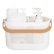 Cestas de armazenamento de plástico UUJOLY com alças para banheiro amarelas