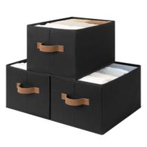 Cestas de armazenamento de tecido dobrável StorageWorks, pacote com 3 unidades, pretas