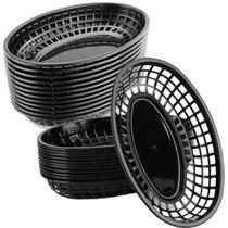 Cestas de fast food NROZIET Oval Black, pacote com 50, 8,9 L x 5,3 L cm Cestas de fast food NROZIET Oval Black, pacote com 50, 8,9 L x 5,3 L cm