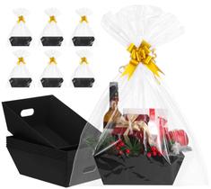 Cestas de presentes AFOROEOA, pacote com 10 unidades, Black Kraft, 32 x 27 x 16,5 cm com acc