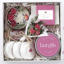 Cestas de presentes de spa LaurGifts com aroma de rosa e jasmim para mulheres Cestas de presentes de spa LaurGifts com aroma de rosa e jasmim para mulheres