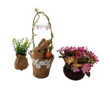 Cestinha Aramada com Coelho Palha Cestinha Aramada com Coelho Palha