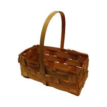 Cestinha Páscoa Com Alça em Bambu Trançado Retangular Super Luxo
