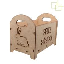 Cestinho em MDF Estilo Caixotinho Decorado Feliz Pascoa 15x13x10 cm Cestinho em MDF Estilo Caixotinho Decorado Feliz Pascoa 15x13x10 cm