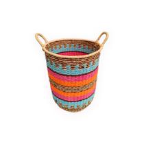 Cesto Alto Africano Colorido Decoração Casa