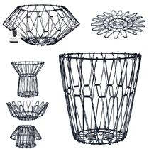 Cesto Aramado Dobrável Suporte Fruteira em Metal pra Mesa Cesto Aramado Dobrável Suporte Fruteira em Metal pra Mesa