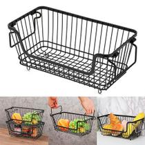 Cesto Aramado Multiuso Preto Fosco Empalhável Retangular