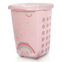 Cesto Arco-Íris 38 Litros Organizador Multiuso Roupas Brinquedos Quarto Criança Bebê