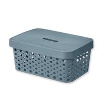 Cesto Azul 2 Litros Com Tampa Caixa Organizadora Usual Cesto Azul 2 Litros Com Tampa Caixa Organizadora Usual