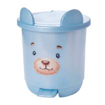 Cesto Balde de Lixo Urso Azul Lixeira 6,5 Litros Com Tampa Multiuso Banheiro