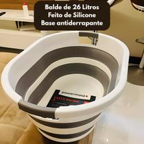 Cesto Balde Dobrável Retrátil Silicone Base Antiderrapante Multiuso 26 Litros