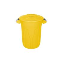 Cesto Balde Plástico 40 Litros Com Tampa - Amarelo