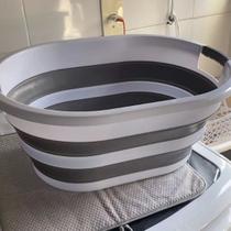 Cesto Balde Retrátil de Silicone 26 Litros Multiuso para Lavanderia, Camping e Limpeza Doméstica