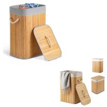 Cesto Bambu 70 Litros Roupeiro Organizador Dobravel Moderno 40X30X60CM - SK0227