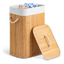 Cesto Bambu Jolitex Retangular Com Tampa Bege