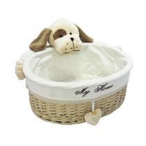 Cesto c Pelucia Cachorro Redondo Maior Cesto c Pelucia Cachorro Redondo Maior