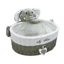 Cesto c Pelucia Elefante Cinza Maior Oval Cesto c Pelucia Elefante Cinza Maior Oval