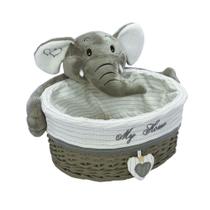 Cesto c Pelucia Elefante Cinza Menor Oval Cesto c Pelucia Elefante Cinza Menor Oval