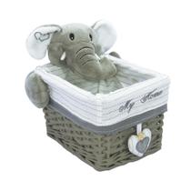 Cesto c Pelucia Elefante Cinza Retangular Menor