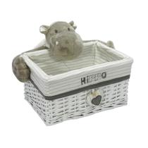 Cesto c Pelucia Hipopótamo Cinza Maior Retangular