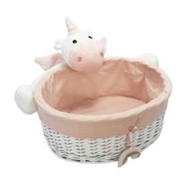 Cesto c Pelucia Unicórnio Rosa Oval Maior Cesto c Pelucia Unicórnio Rosa Oval Maior