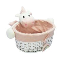 Cesto c Pelucia Unicórnio Rosa Oval Menor Cesto c Pelucia Unicórnio Rosa Oval Menor