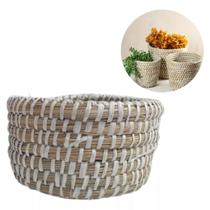 Cesto Cachepô Cesta 17cm de Fibra Natural Erva Marinha para Plantas Organização Armazenamento e Decoração