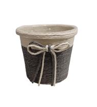 Cesto Cachepo Palha com Duas Cores 10,5x9cm