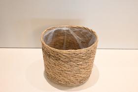 Cesto Cachepot de Palha Natural Seagrass Com Forro De Plástico Para Vaso