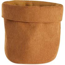 Cesto cachepot em veludo bege m