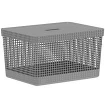 Cesto Caixa 20L Multiuso OU Grid Cinza 22,2cm x 28cm x 38cm Cesto Caixa 20L Multiuso OU Grid Cinza 22,2cm x 28cm x 38cm